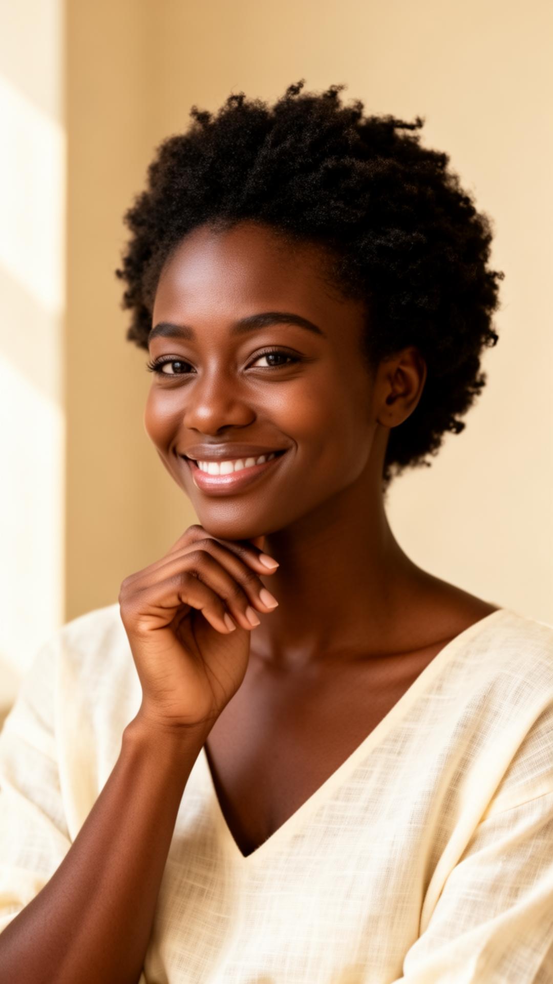 Confident Ghanaian woman feeling healthy and energetic